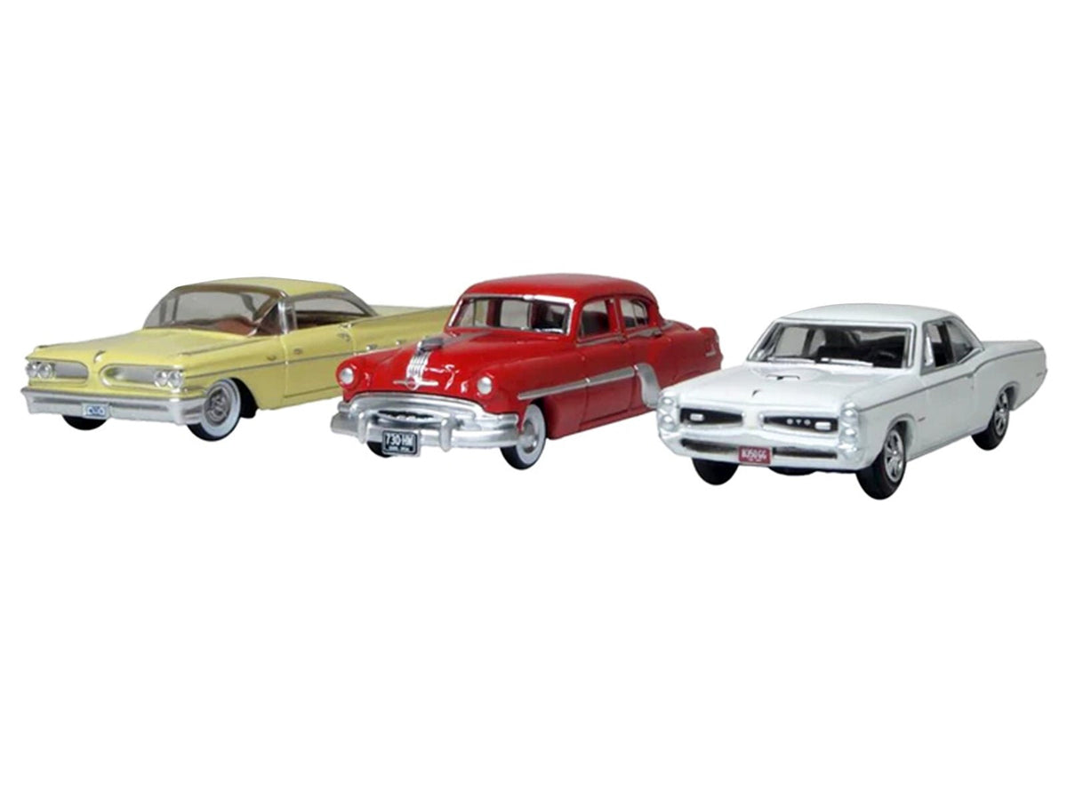 Pontiac Set of 3 Cars "100th Anniversary 2026" 1/87 (HO) Scale Diecast Model Cars by Oxford Diecast-Oxford Diecast-ModelCars.com