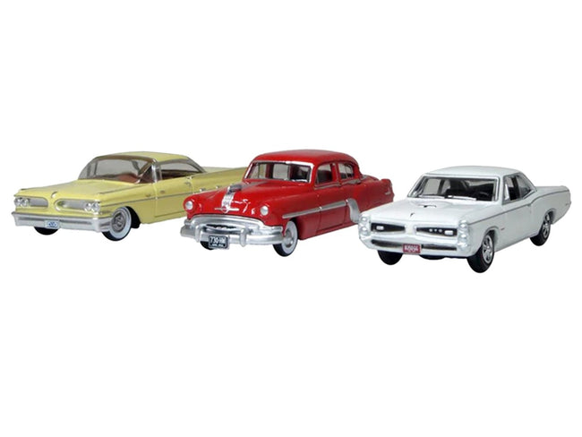 Pontiac Set of 3 Cars "100th Anniversary 2026" 1/87 (HO) Scale Diecast Model Cars by Oxford Diecast-Oxford Diecast-ModelCars.com