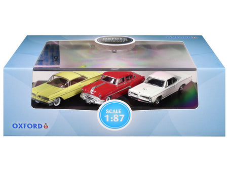 Pontiac Set of 3 Cars "100th Anniversary 2026" 1/87 (HO) Scale Diecast Model Cars by Oxford Diecast-Oxford Diecast-ModelCars.com