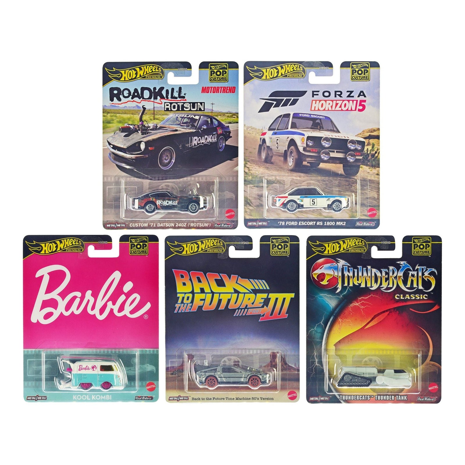 "Pop Culture 2024" 5 piece Set A "Premium Series" Diecast Model Cars by Hot Wheels - Hotwheels - ModelCars.com