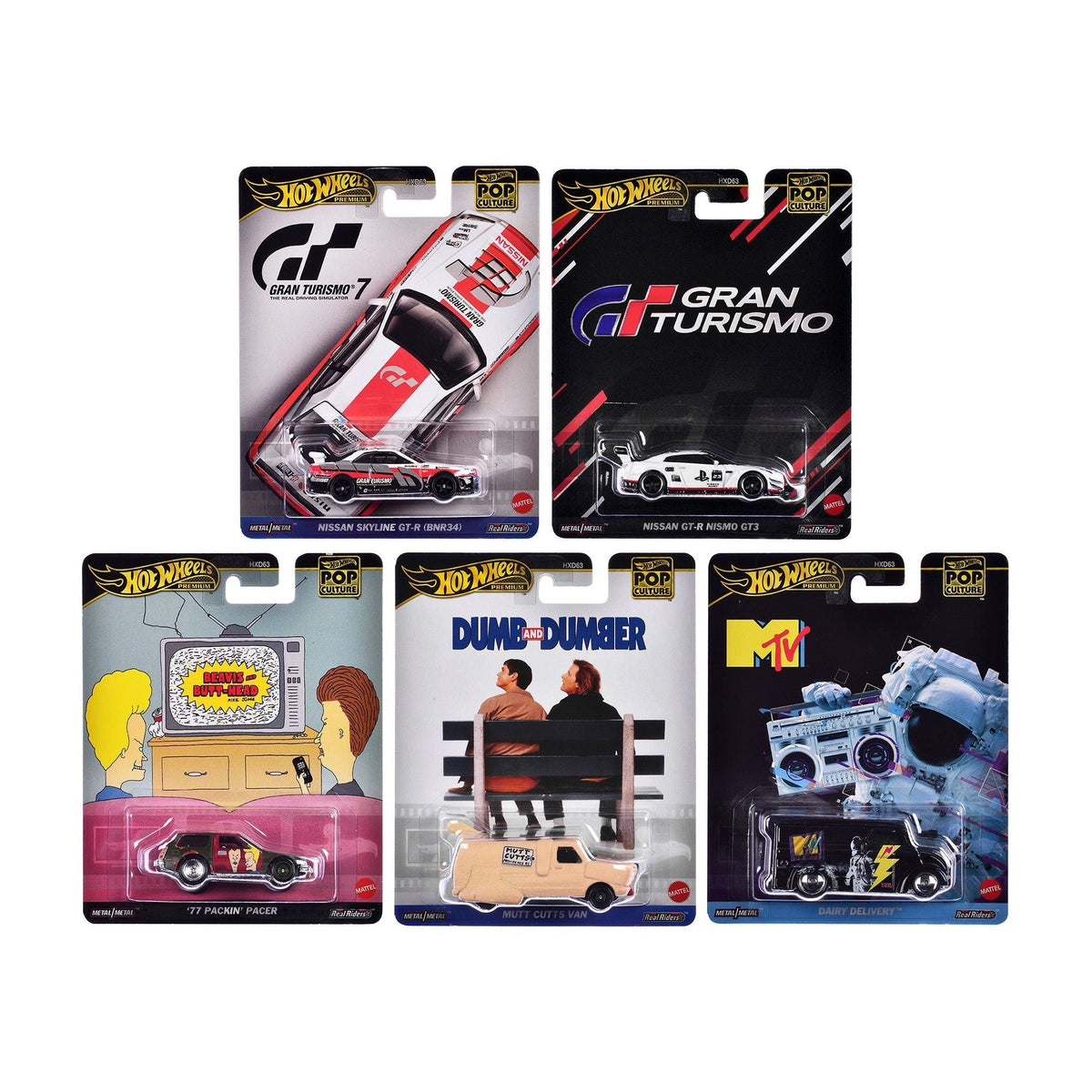 "Pop Culture 2024" 5 piece Set C "Premium Series" Diecast Model Cars by Hot Wheels-Hotwheels-ModelCars.com