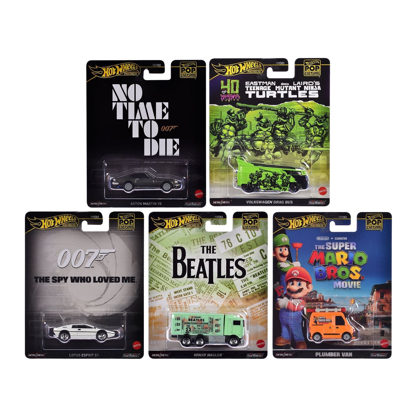 "Pop Culture 2024" 5 piece Set D "Premium Series" Diecast Model Cars by Hot Wheels - Hotwheels - ModelCars.com