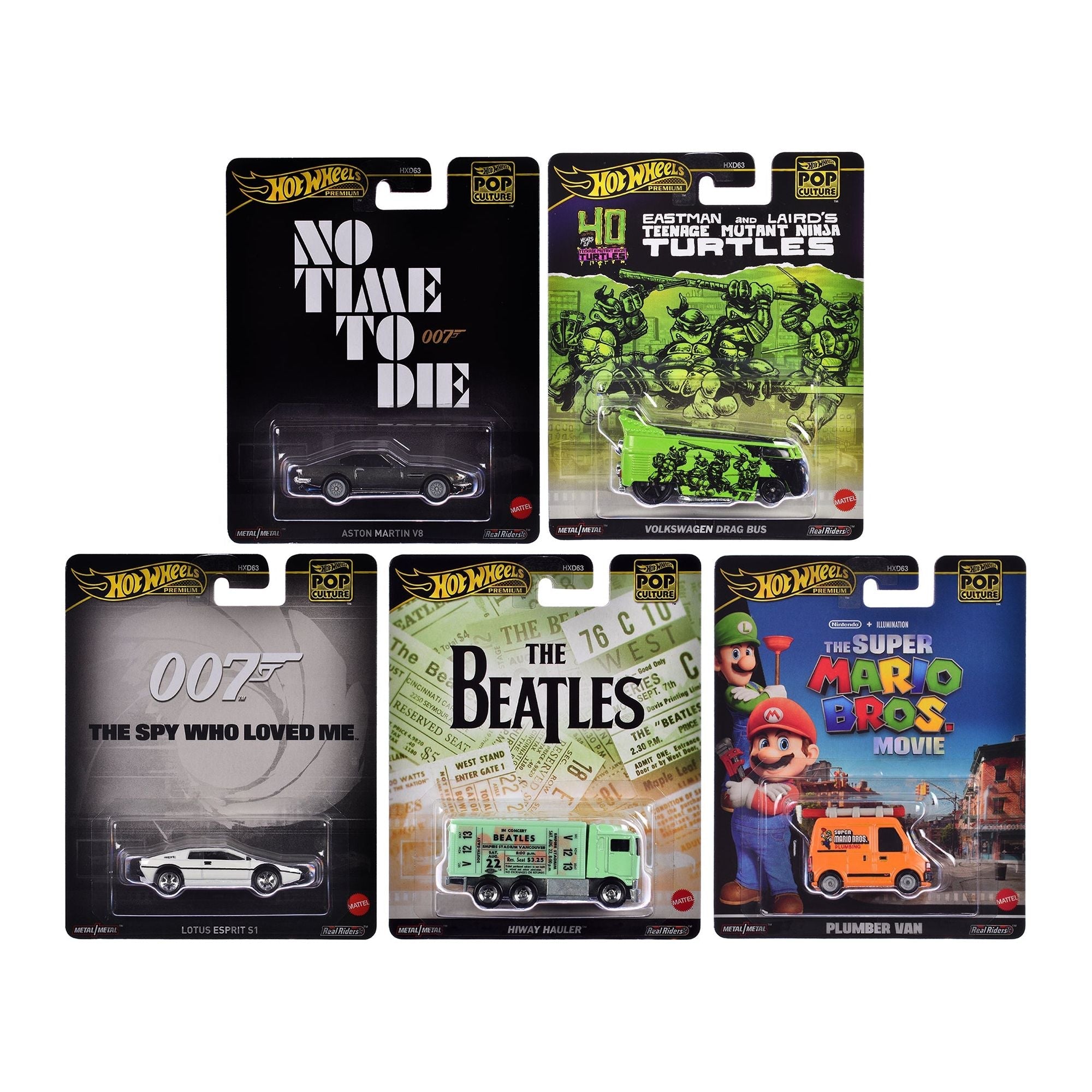 "Pop Culture 2024" 5 piece Set D "Premium Series" Diecast Model Cars by Hot Wheels - Hotwheels - ModelCars.com