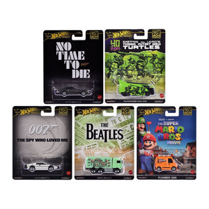 "Pop Culture 2024" 5 piece Set D "Premium Series" Diecast Model Cars by Hot Wheels