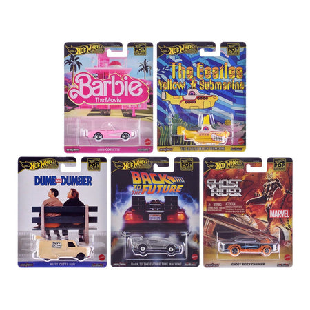 "Pop Culture 2025" 5 piece Set H "Premium Series" Diecast Model Cars by Hot Wheels-Hotwheels-ModelCars.com