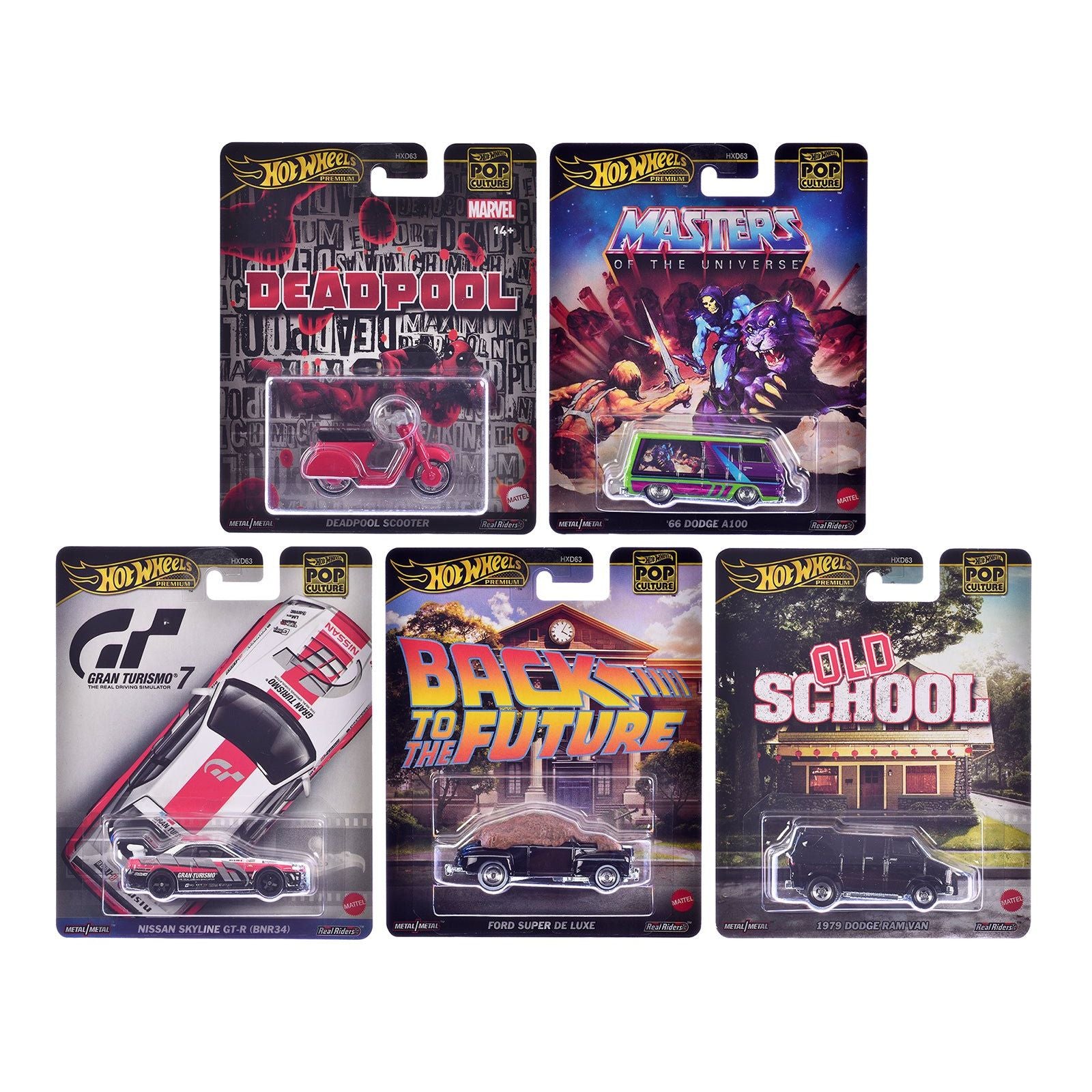 "Pop Culture 2025" 5 piece Set J "Premium Series" Diecast Model Cars by Hot Wheels - Hotwheels - ModelCars.com