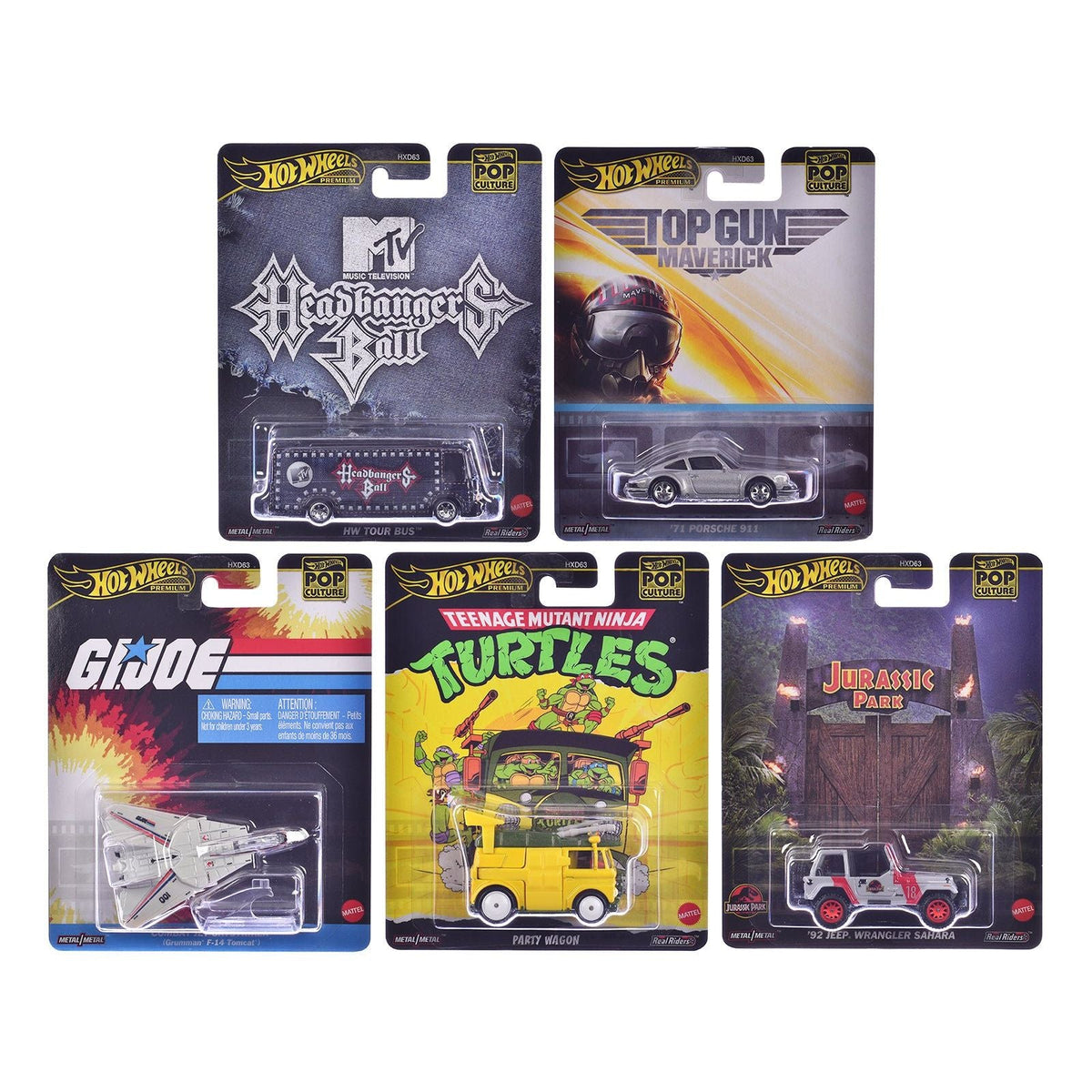 "Pop Culture 2025" 5 piece Set K "Premium Series" Diecast Model Cars by Hot Wheels-Hotwheels-ModelCars.com