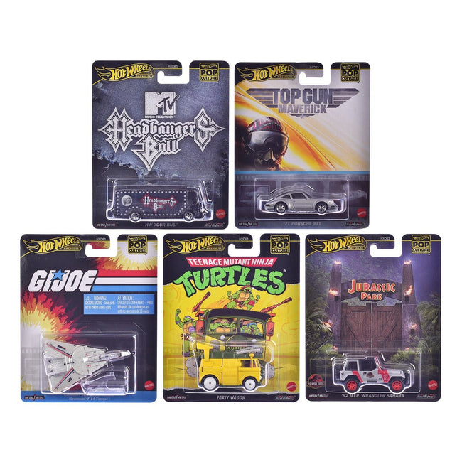 "Pop Culture 2025" 5 piece Set K "Premium Series" Diecast Model Cars by Hot Wheels-Hotwheels-ModelCars.com