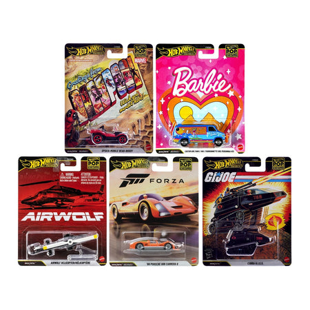 "Pop Culture 2025" 5 piece Set Q "Premium Series" Diecast Model Cars by Hot Wheels-Hotwheels-ModelCars.com