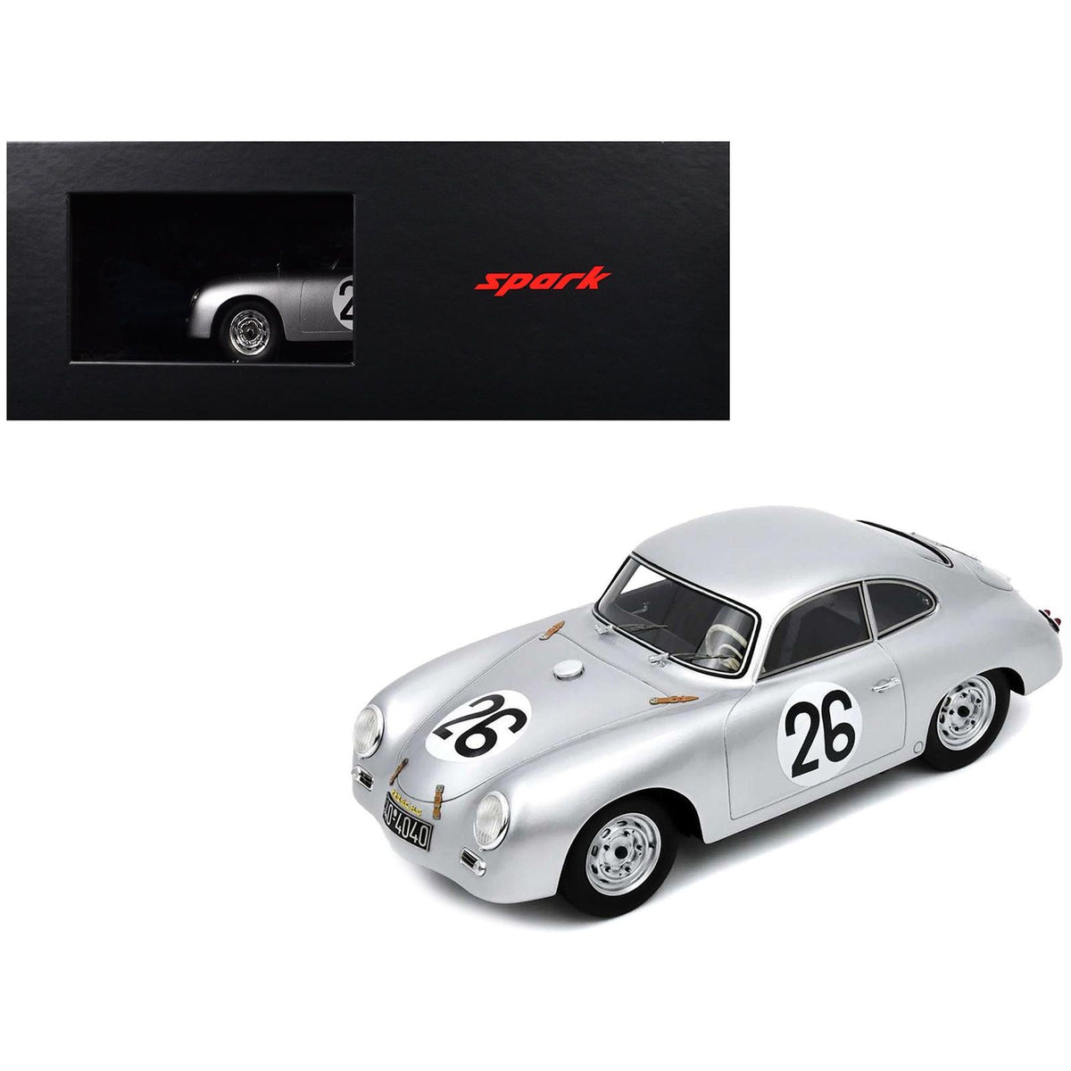 Porsche 356 26 Max Nathan - Helmut 'Helm' Glockler "Porsche KG" "24 Hours of Le Mans" (1956) with Acrylic Display Case 1/18 Model Car by Spark - Spark - ModelCars.com