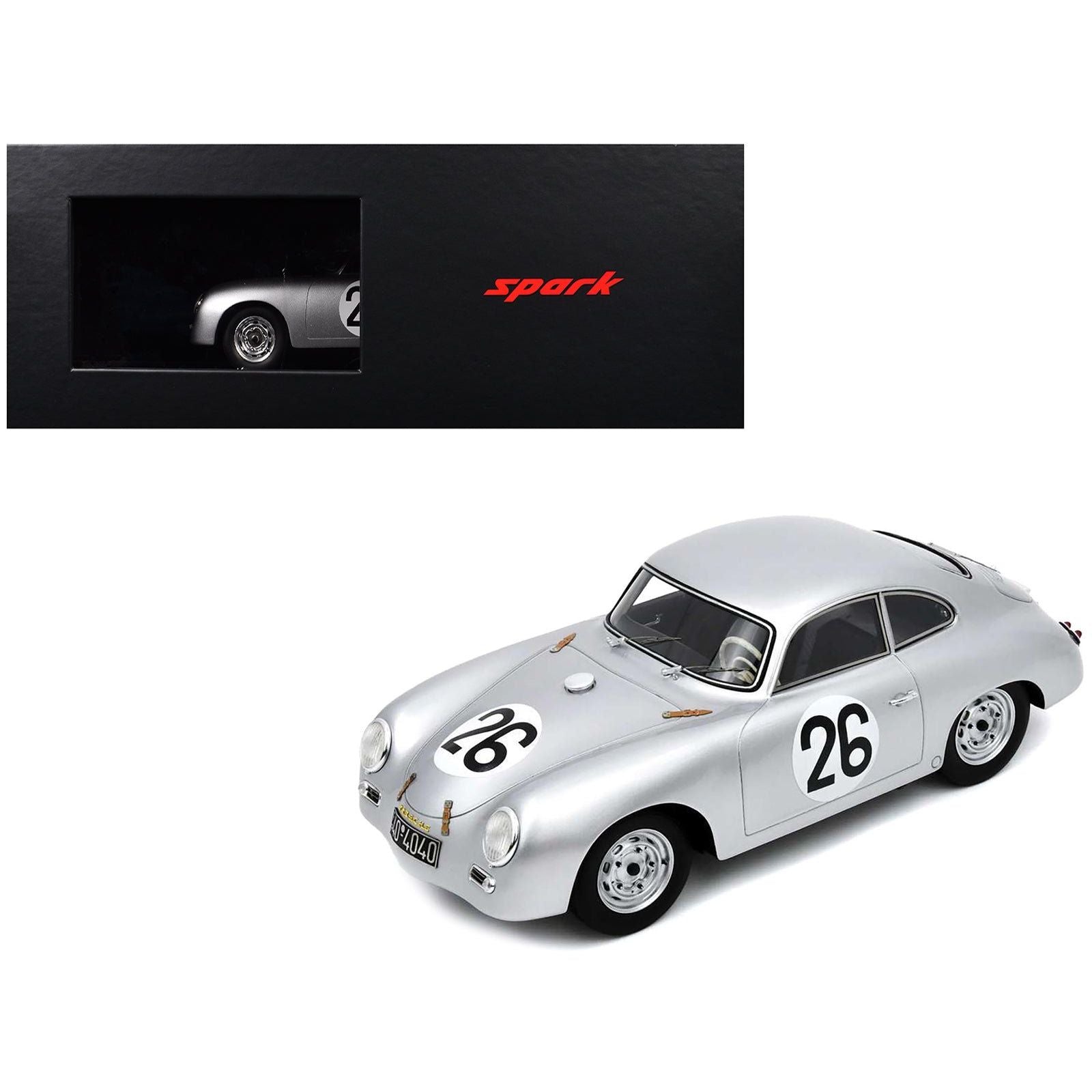 Porsche 356 26 Max Nathan - Helmut 'Helm' Glockler "Porsche KG" "24 Hours of Le Mans" (1956) with Acrylic Display Case 1/18 Model Car by Spark - Spark - ModelCars.com