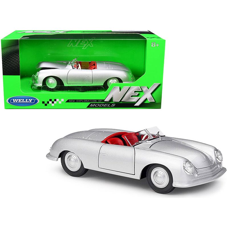 Porsche 356/1 Roadster Silver with Red Interior "NEX Models" 1/24 Diecast Model Car by Welly - Welly - ModelCars.com