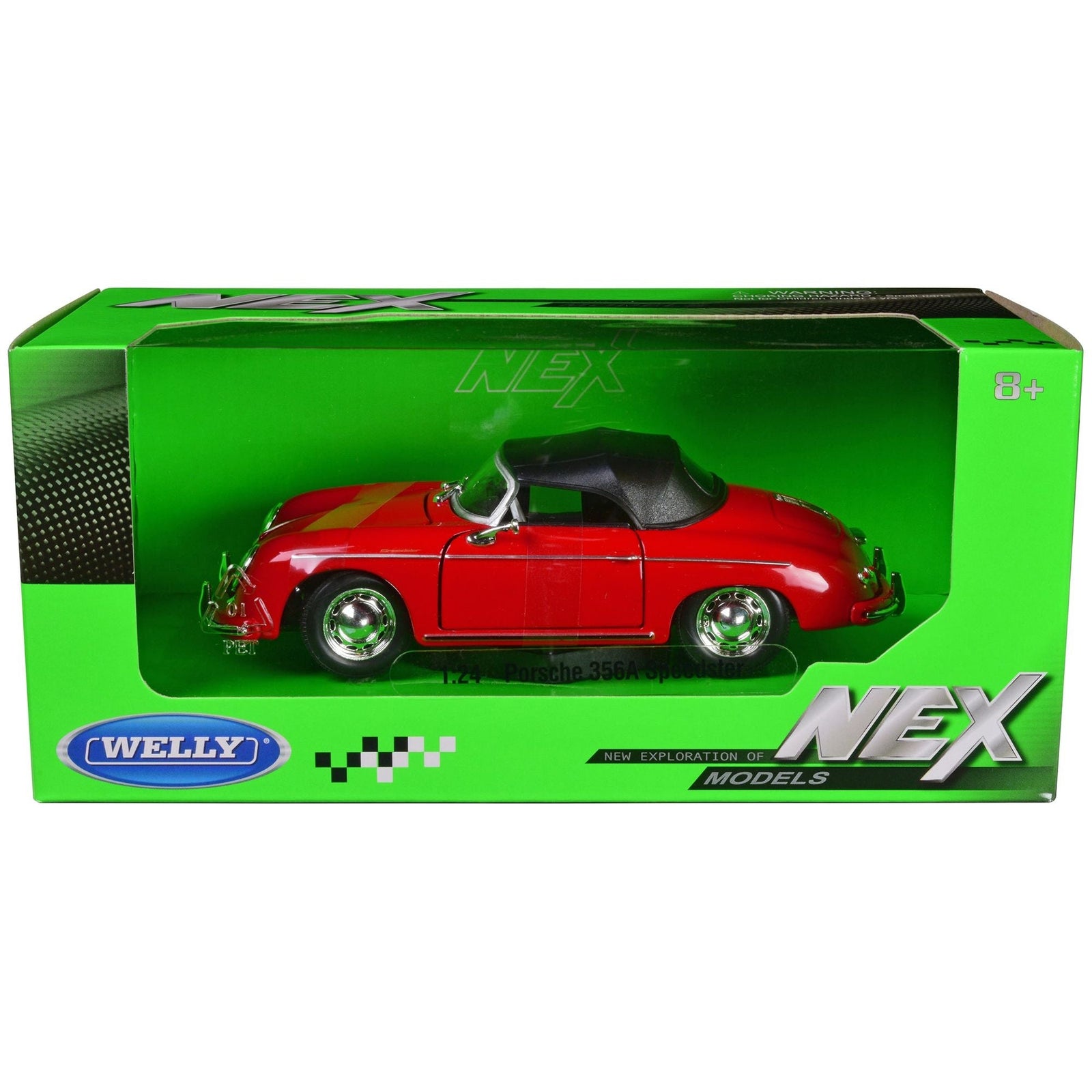 Porsche 356A Speedster Red with Black Soft Top "NEX Models" Series 1/24 Diecast Model Car by Welly - Welly - ModelCars.com