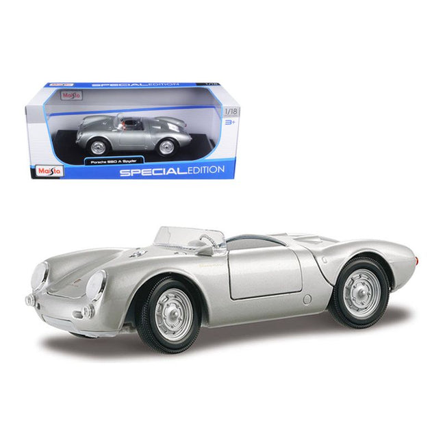 Porsche 550 A Spyder Silver 1/18 Diecast Model Car by Maisto - Maisto - ModelCars.com
