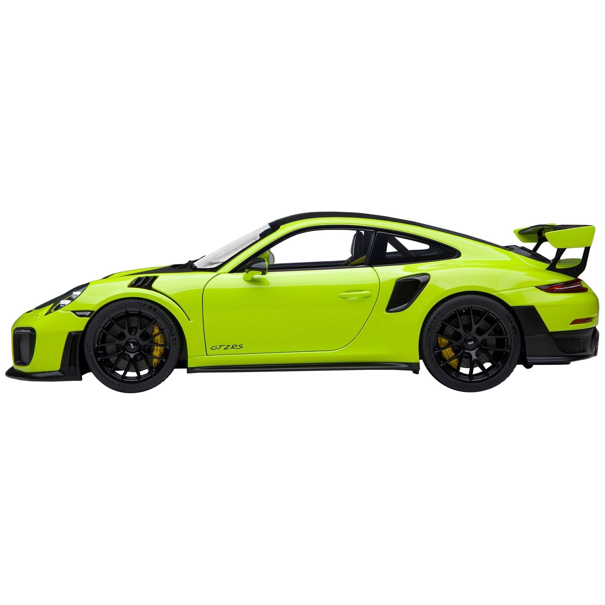 Porsche 911 (991.2) GT2 RS Weissach Package Acid Green with Carbon Stripes 1/18 Model Car by Autoart - Autoart - ModelCars.com