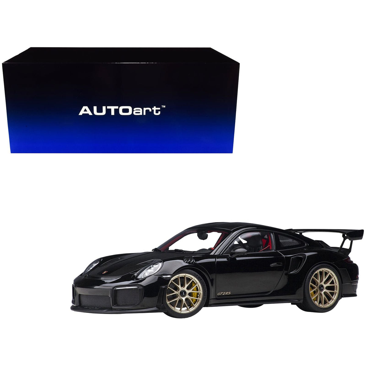 Porsche 911 (991.2) GT2 RS Weissach Package Black with Carbon Stripes 1/18 Model Car by Autoart - Autoart - ModelCars.com