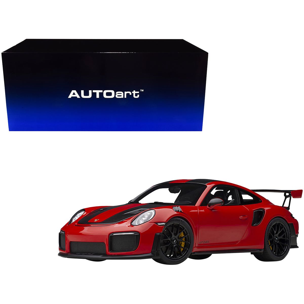 Porsche 911 (991.2) GT2 RS Weissach Package Guards Red with Carbon Stripes 1/18 Model Car by Autoart - Autoart - ModelCars.com