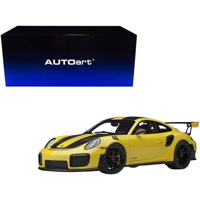Porsche 911 (991.2) GT2 RS Weissach Package Racing Yellow with Carbon Stripes 1/18 Model Car by Autoart - Autoart - ModelCars.com