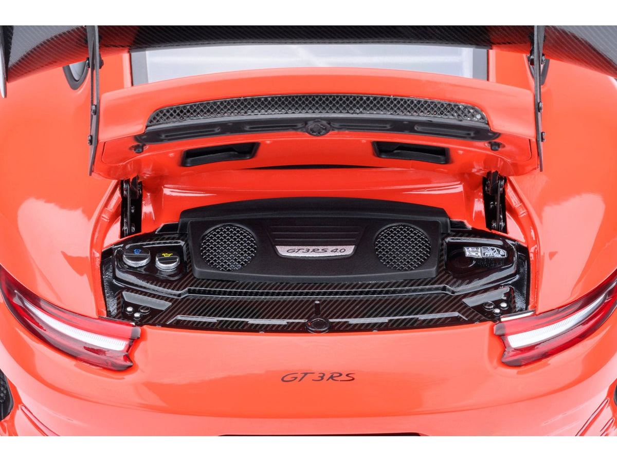 Porsche 911 (991.2) GT3 RS Weissach Lava Orange with Carbon Hood and Top 1/18 Model Car by Autoart-Autoart-ModelCars.com
