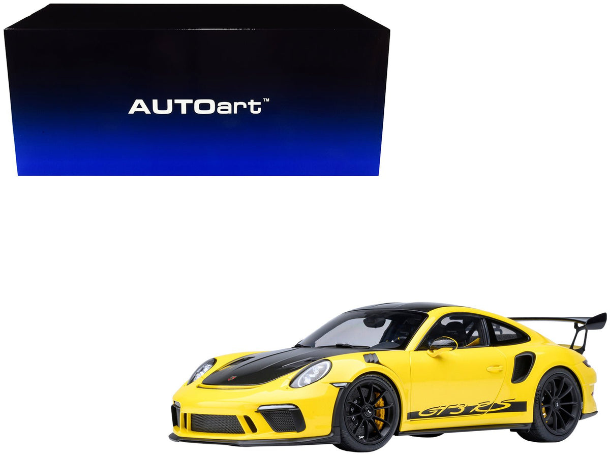 Porsche 911 (991.2) GT3 RS Weissach Racing Yellow with Carbon Hood and Top 1/18 Model Car by Autoart-Autoart-ModelCars.com