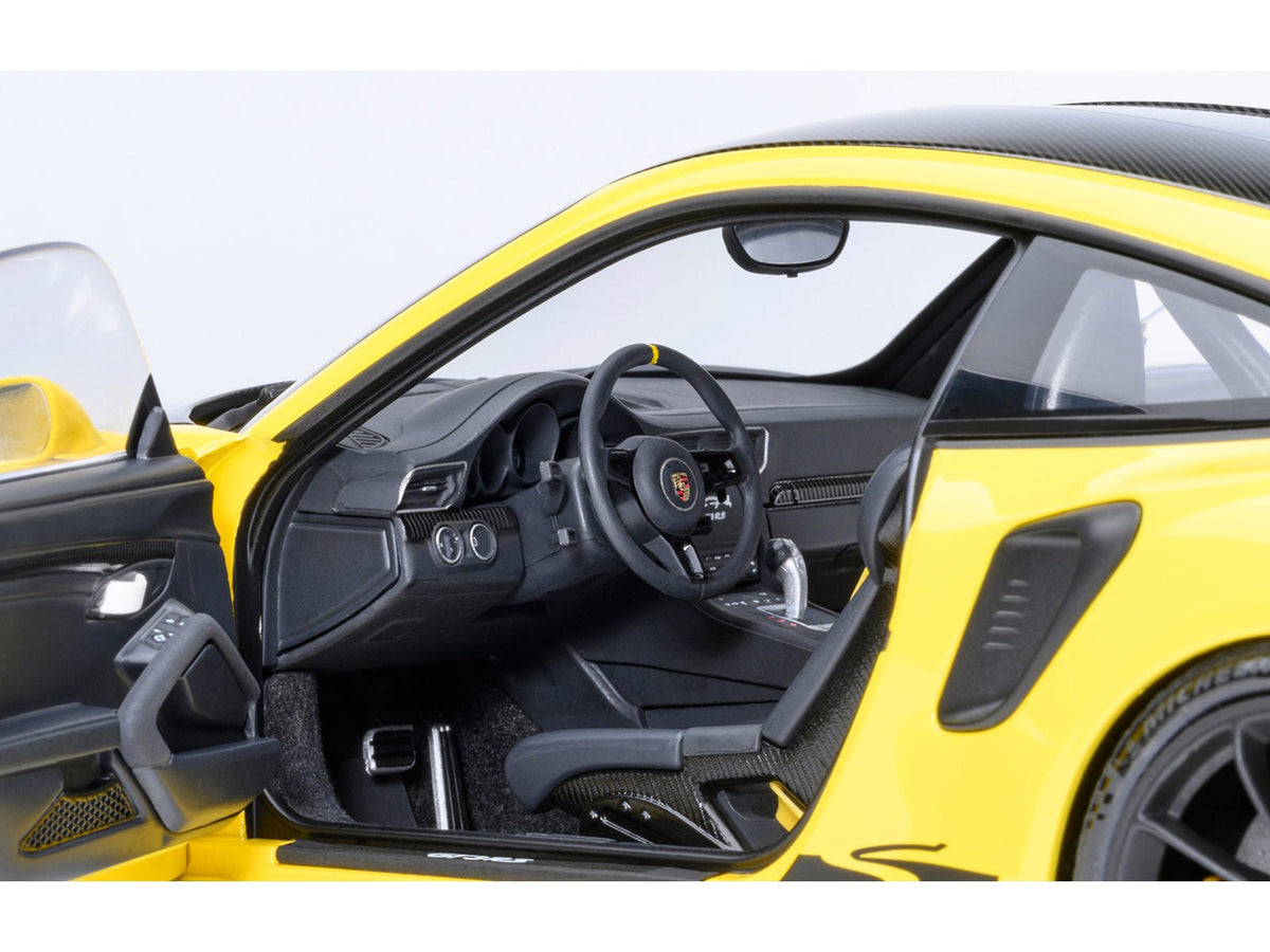 Porsche 911 (991.2) GT3 RS Weissach Racing Yellow with Carbon Hood and Top 1/18 Model Car by Autoart-Autoart-ModelCars.com