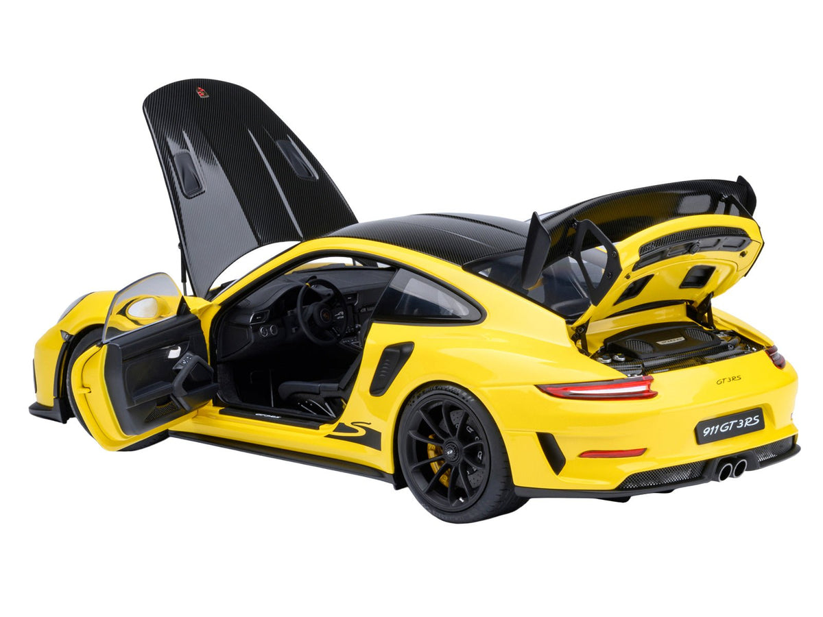 Porsche 911 (991.2) GT3 RS Weissach Racing Yellow with Carbon Hood and Top 1/18 Model Car by Autoart-Autoart-ModelCars.com