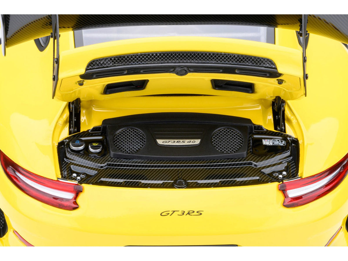 Porsche 911 (991.2) GT3 RS Weissach Racing Yellow with Carbon Hood and Top 1/18 Model Car by Autoart-Autoart-ModelCars.com