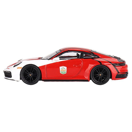 Porsche 911 (992) Carrera S "Safety Car 2023 IMSA Daytona 24 Hours" Red and White with Stripes Limited Edition to 3600 pieces Worldwide 1/64 Diecast Model Car by Mini GT - Mini GT - ModelCars.com