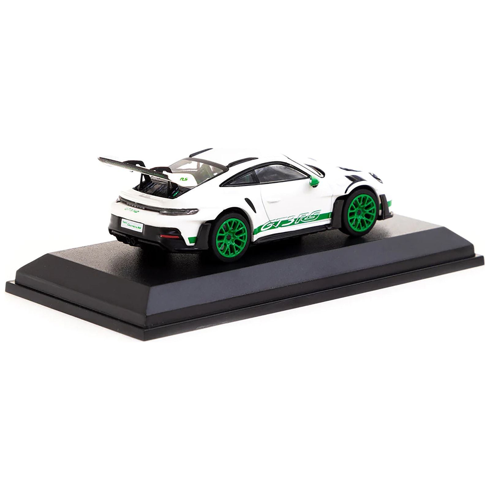 Porsche 911 (992) GT3 RS White with Green Stripes and Wheels Limited Edition to 999 pieces Worldwide 1/64 Diecast Model Car by Minichamps and Tarmac Works - Minichamps - ModelCars.com