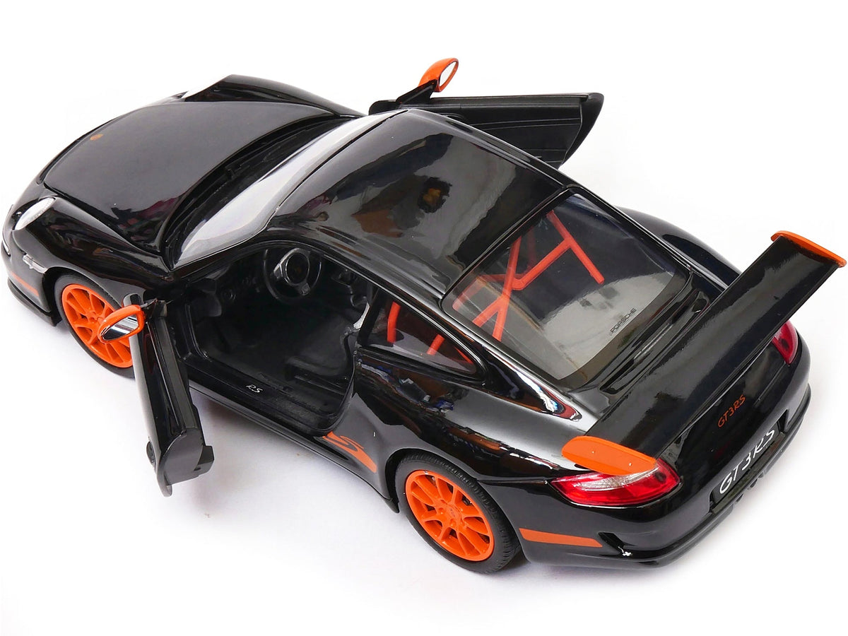 Porsche 911 (997) GT3 RS Black with Orange Accents 1/24-1/27 Diecast Model Car by Welly-Welly-ModelCars.com
