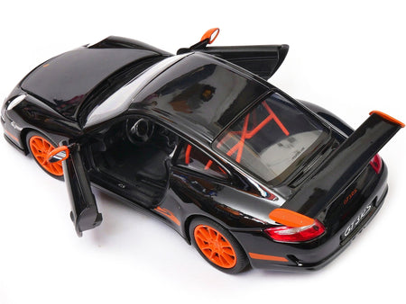 Porsche 911 (997) GT3 RS Black with Orange Accents 1/24-1/27 Diecast Model Car by Welly-Welly-ModelCars.com