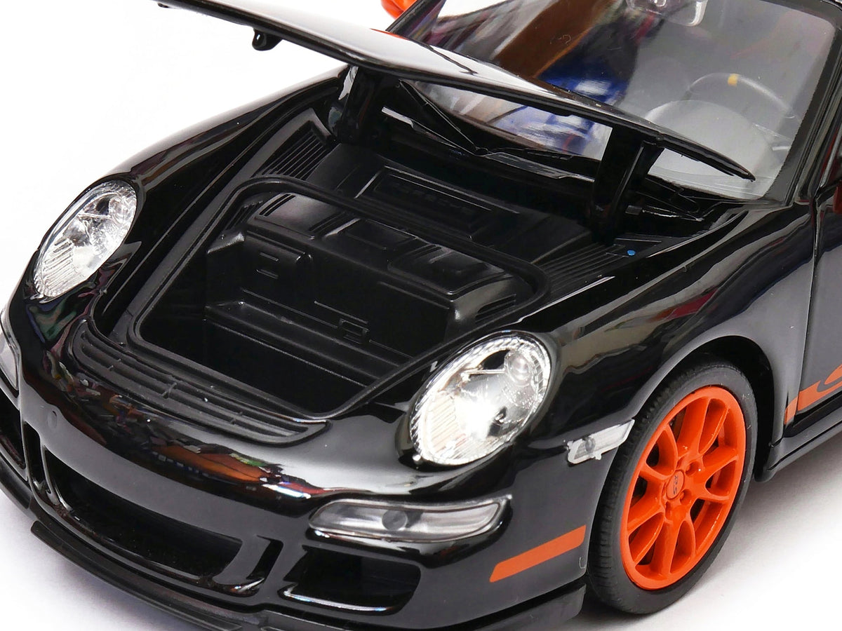 Porsche 911 (997) GT3 RS Black with Orange Accents 1/24-1/27 Diecast Model Car by Welly-Welly-ModelCars.com