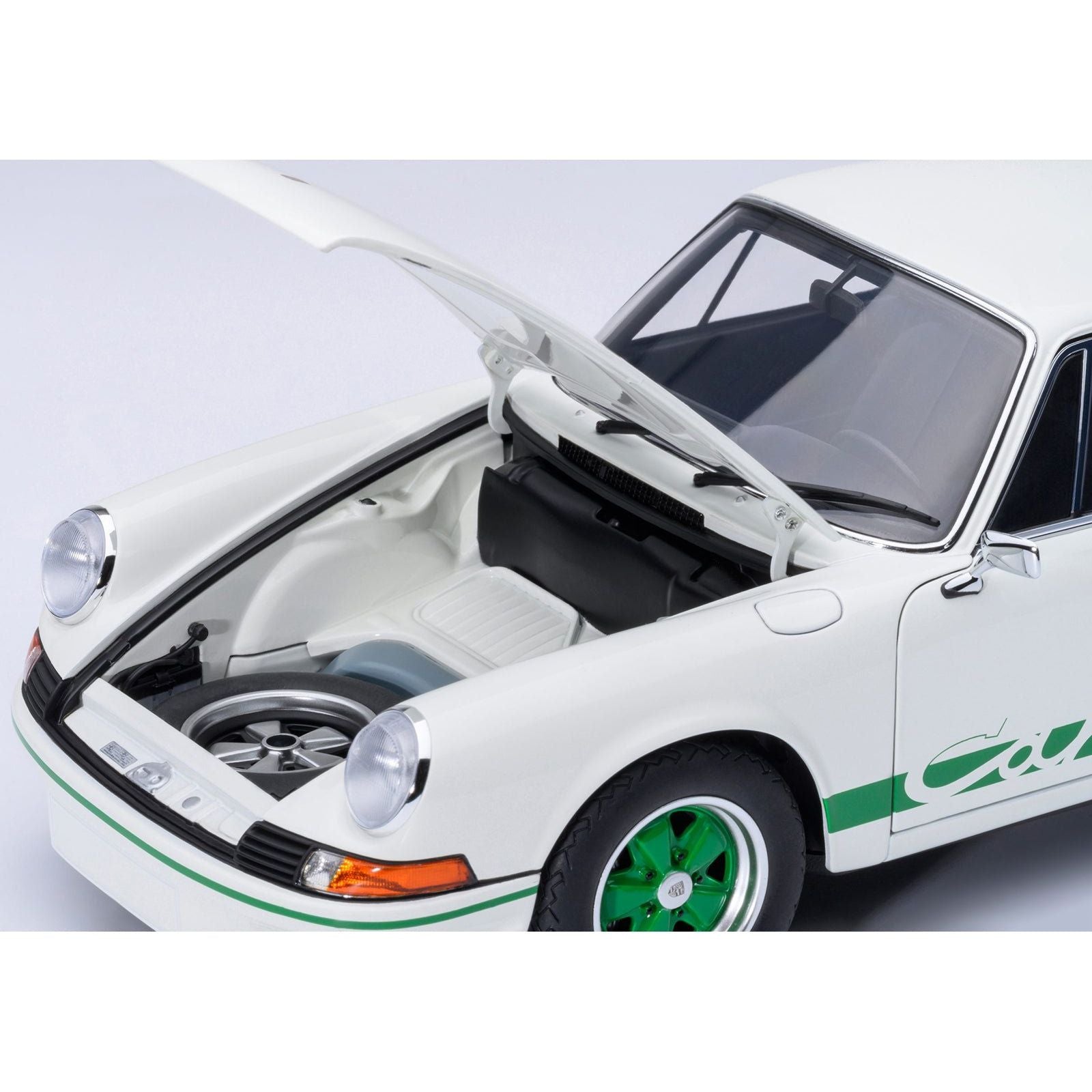 Porsche 911 Carrera 2.7 RS Grand Prix White with Green Stripes and Wheels 1/18 Model Car by Autoart - Autoart - ModelCars.com