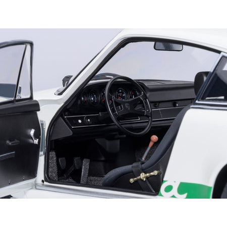 Porsche 911 Carrera 2.7 RS Grand Prix White with Green Stripes and Wheels 1/18 Model Car by Autoart-Autoart-ModelCars.com