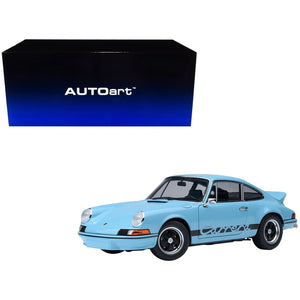 Porsche 911 Carrera 2.7 RS Gulf Blue with Black Stripes and Wheels 1/18 Model Car by Autoart
