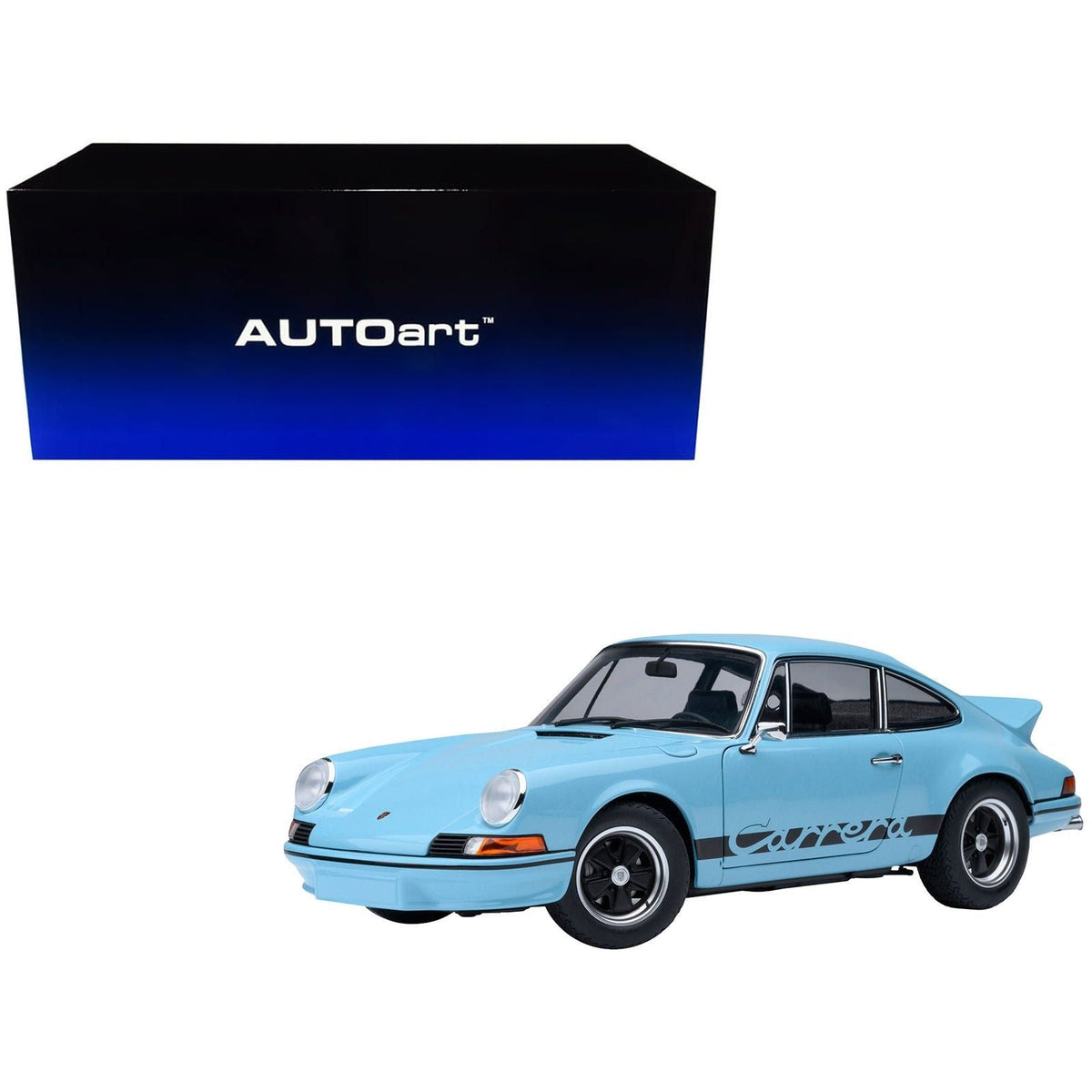 Porsche 911 Carrera 2.7 RS Gulf Blue with Black Stripes and Wheels 1/18 Model Car by Autoart-Autoart-ModelCars.com