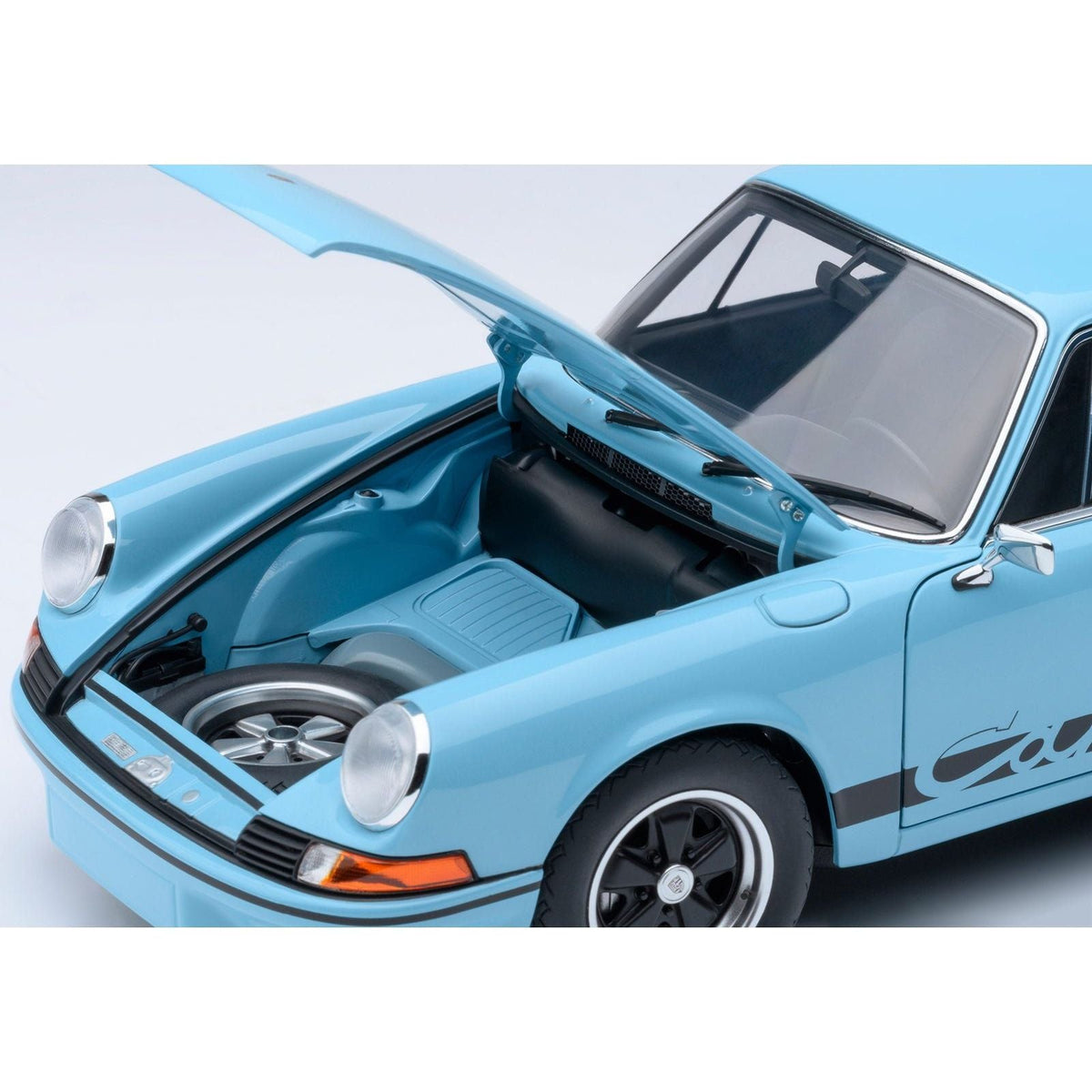 Porsche 911 Carrera 2.7 RS Gulf Blue with Black Stripes and Wheels 1/18 Model Car by Autoart-Autoart-ModelCars.com