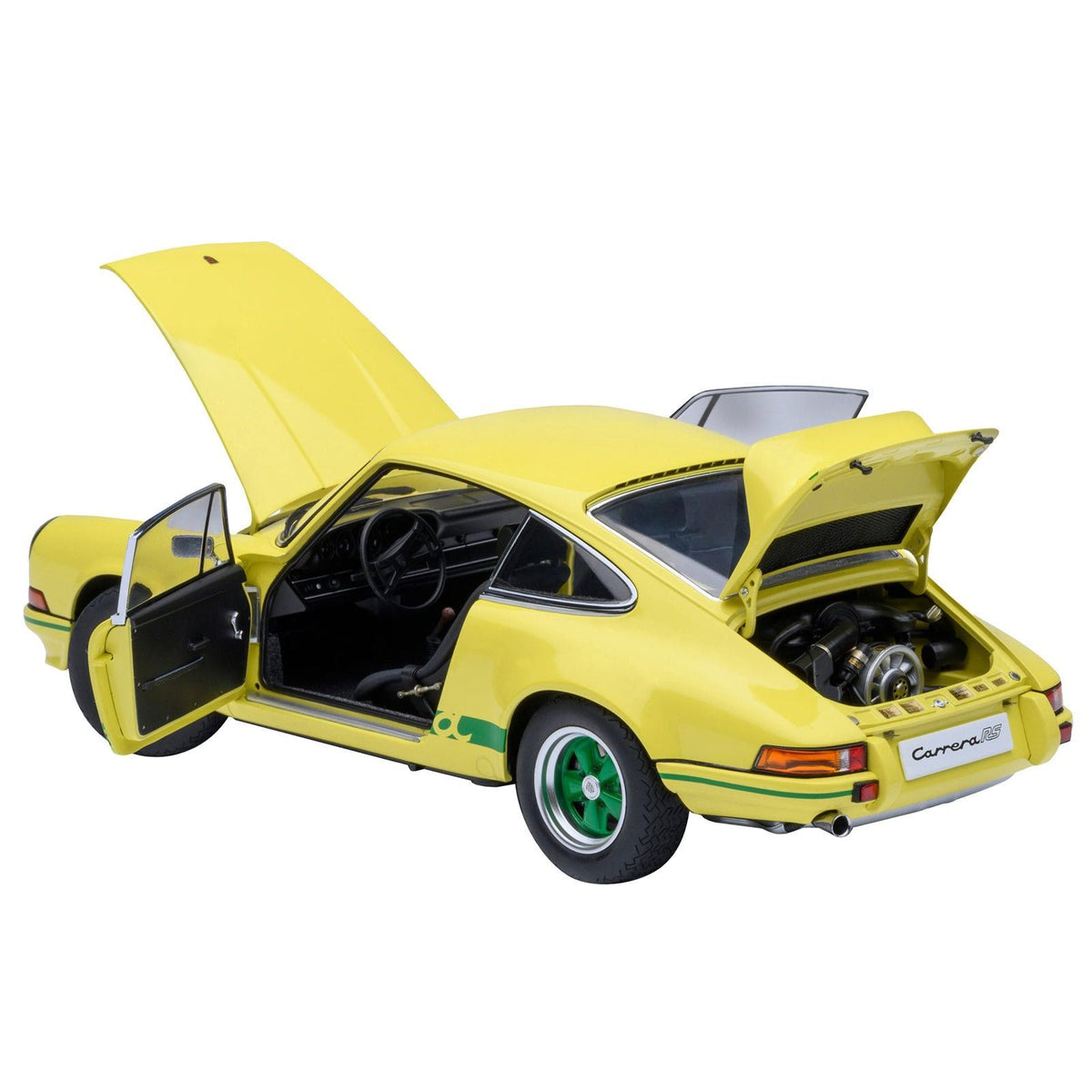 Porsche 911 Carrera 2.7 RS Light Yellow with Green Stripes and Wheels 1/18 Model Car by Autoart - Autoart - ModelCars.com