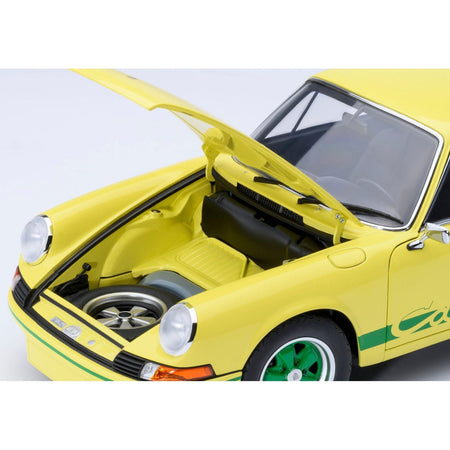Porsche 911 Carrera 2.7 RS Light Yellow with Green Stripes and Wheels 1/18 Model Car by Autoart-Autoart-ModelCars.com