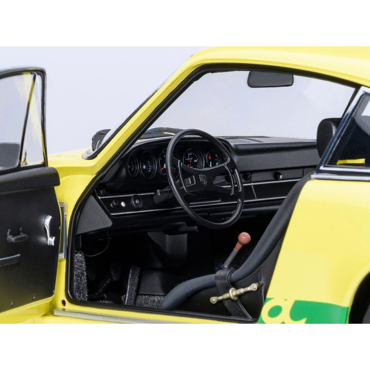 Porsche 911 Carrera 2.7 RS Light Yellow with Green Stripes and Wheels 1/18 Model Car by Autoart-Autoart-ModelCars.com