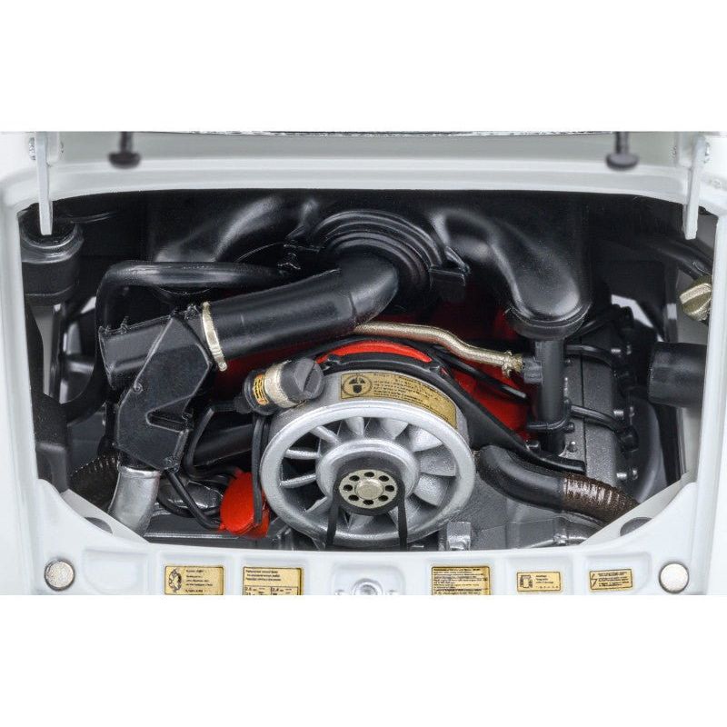 Porsche 911 Carrera 2.7 RS "The Circuit Wolf" White with Red Stripes and Wheels with Hood Graphics 1/18 Model Car by Autoart - Autoart - ModelCars.com