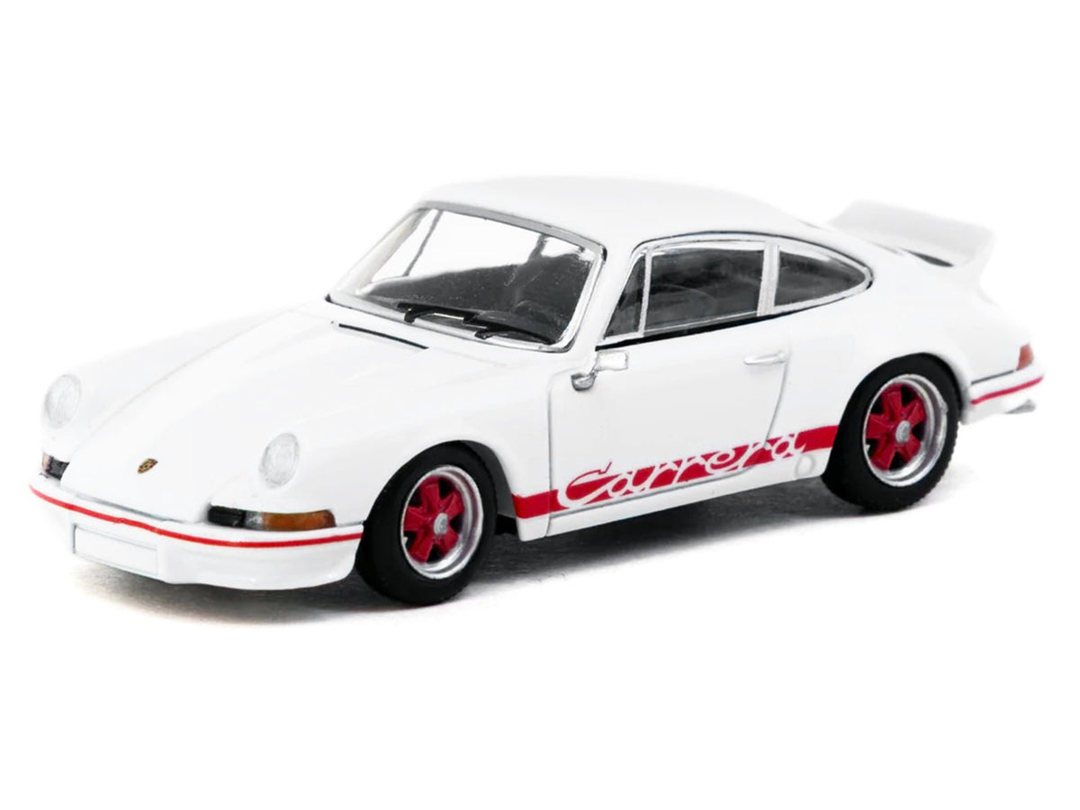 Porsche 911 Carrera RS 2.7 Lightweight White with Red Stripes "Collab64" Series 1/64 Diecast Model Car by Schuco & Tarmac Works-Schuco-ModelCars.com