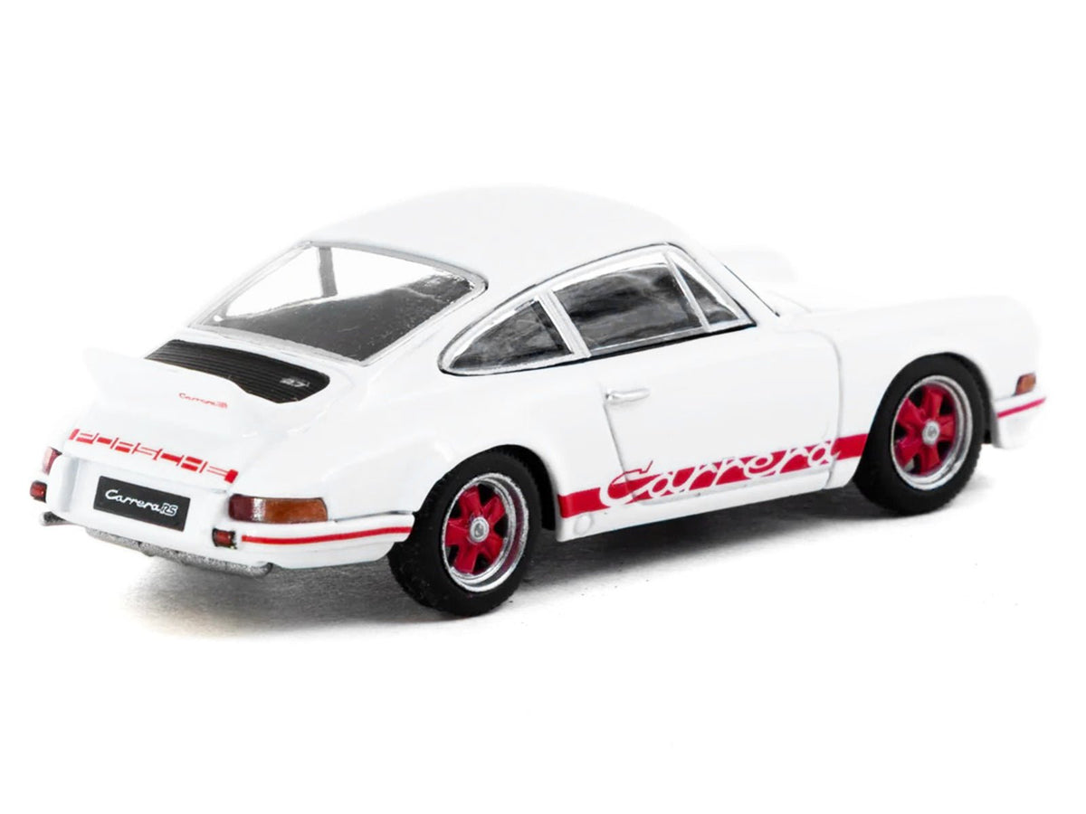 Porsche 911 Carrera RS 2.7 Lightweight White with Red Stripes "Collab64" Series 1/64 Diecast Model Car by Schuco & Tarmac Works-Schuco-ModelCars.com
