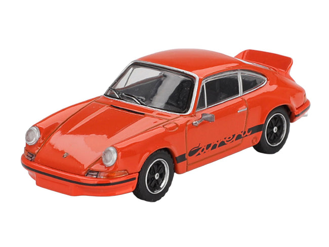 Porsche 911 Carrera RS 2.7 Tangerine with Black Stripes Limited Edition 1/64 Diecast Model Car by Mini GT-Mini GT-ModelCars.com
