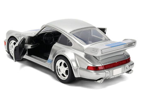 Porsche 911 Carrera RS 3.8 "Mirage" Silver Metallic with Blue Stripes "Transformers: Rise of the Beasts" (2023) Movie "Hollywood Rides" 1/32 Diecast Model Car by Jada-Jada-ModelCars.com
