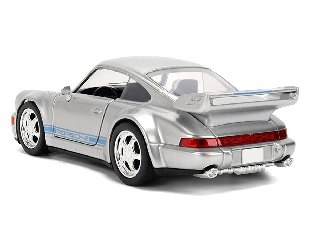 Porsche 911 Carrera RS 3.8 "Mirage" Silver Metallic with Blue Stripes "Transformers: Rise of the Beasts" (2023) Movie "Hollywood Rides" 1/32 Diecast Model Car by Jada-Jada-ModelCars.com