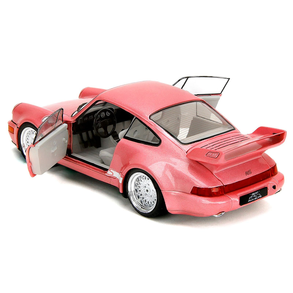 Porsche 911 Carrera RS (964) Pink Metallic with White Stripes "Pink Slips" Series 1/18 Diecast Model Car by Jada-Jada-ModelCars.com