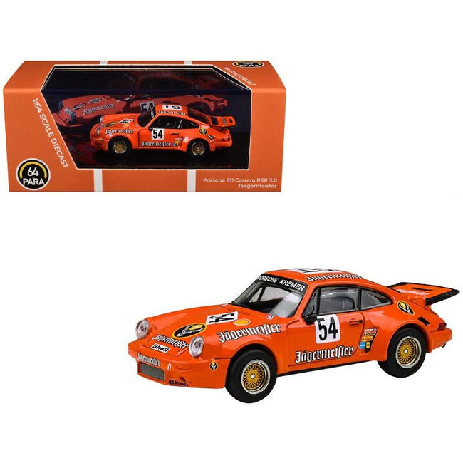 Porsche 911 Carrera RSR 3.0 #54 "Jaegermeister - Kremer" Orange 1/64 Diecast Model Car by Paragon Models-Paragon-ModelCars.com