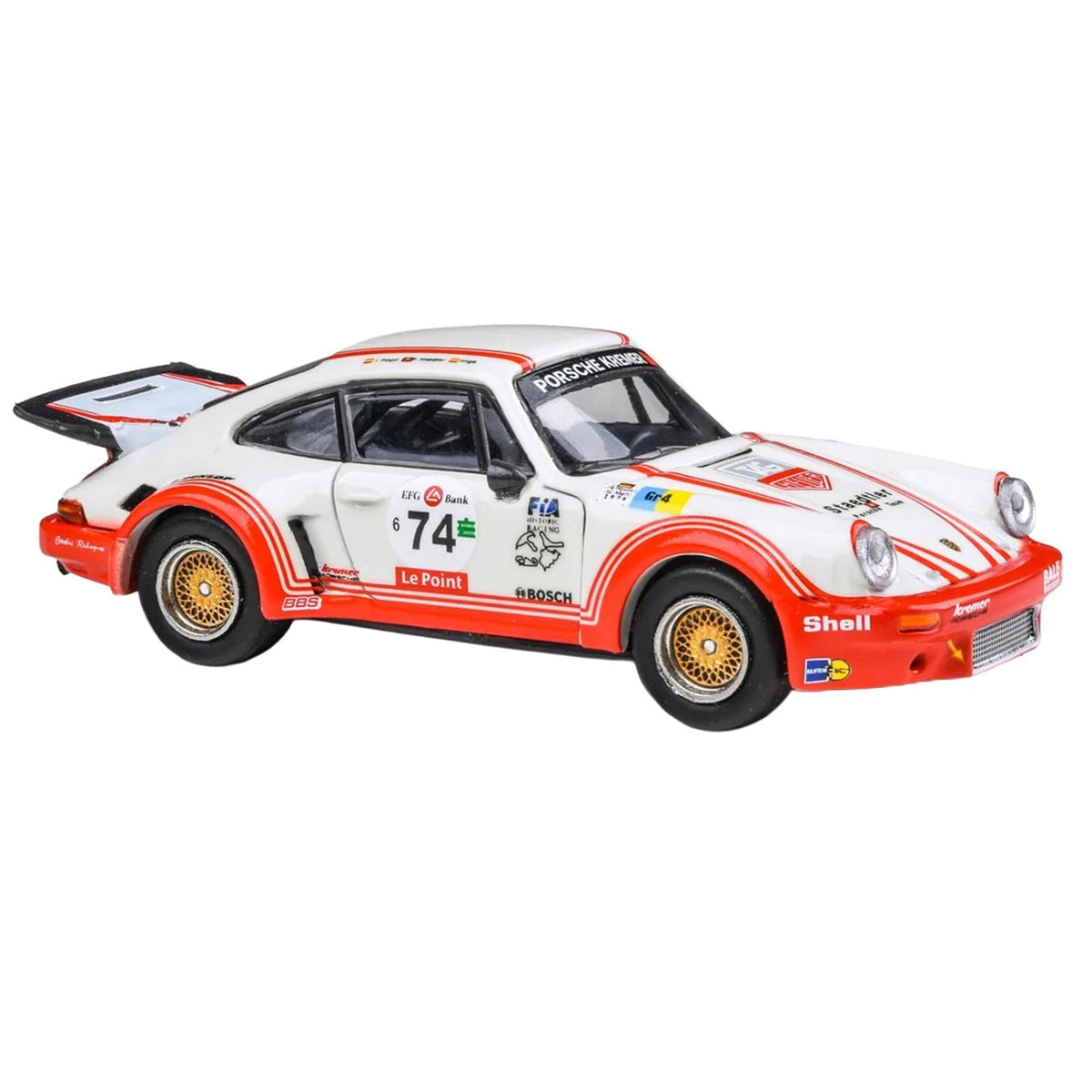 Porsche 911 Carrera RSR 3.0 #74 "Aurora Racing" White with Red Stripes 1/64 Diecast Model Car by Paragon-Paragon-ModelCars.com