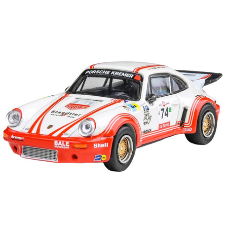 Porsche 911 Carrera RSR 3.0 #74 "Aurora Racing" White with Red Stripes 1/64 Diecast Model Car by Paragon-Paragon-ModelCars.com